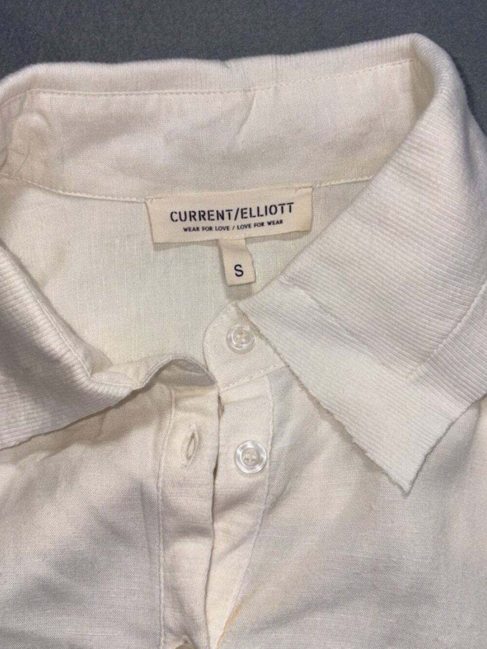 Current/Elliott White Collared Fringe Detail Blouse with Ties True Hemp Boho S - Picture 5 of 8